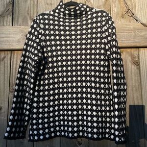 Grace Elements Black and White Patterned Turtleneck Sweater Size L